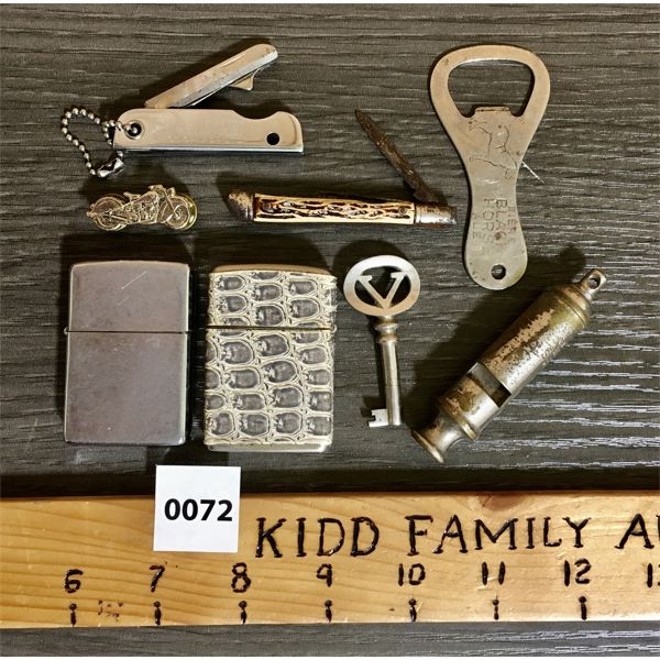 JOB LOT - MISC COLLECTIBLES - INCL BLACK HORSE ALE BOTTLE OPENER, ZIPPO LIGHTER ETC.