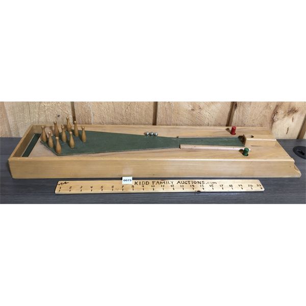 WOODEN TABLETOP BOWLING GAME - 6.5 x 30in