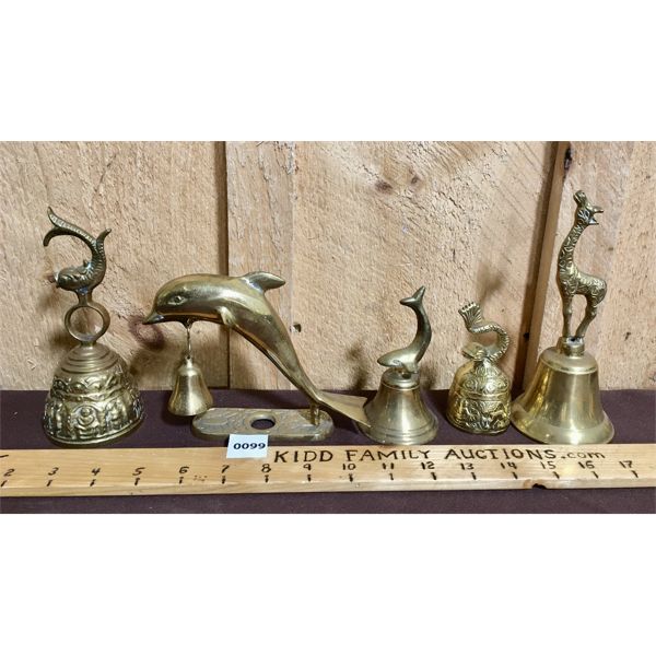 LOT OF 5 - BRASS BELLS - ANIMAL FIGURES