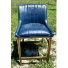 Image 1 : BLUE LEATHER HIGH STOOL - AS NEW