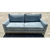 Image 1 : DESIGNER SOFA - 6 FT SEAFOAM GREEN, CRUSHED VELVET UPHOLSTERING - AS NEW