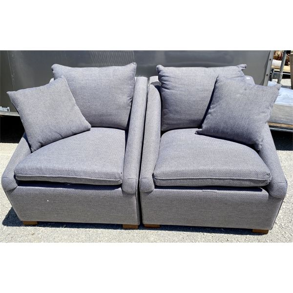 LOT OF 2 - PAIR OF GREY TWEED UPHOLSTERED OCCOSSIONAL CHAIRS