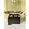 Image 2 : LOT OF 2 - ALMOND HURRICANE CANDLE HOLDERS W/ CHROME ACCENTS