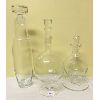 Image 1 : LOT OF 3 GLASS DECANTERS W/ STOPPERS - TALLEST 17 in