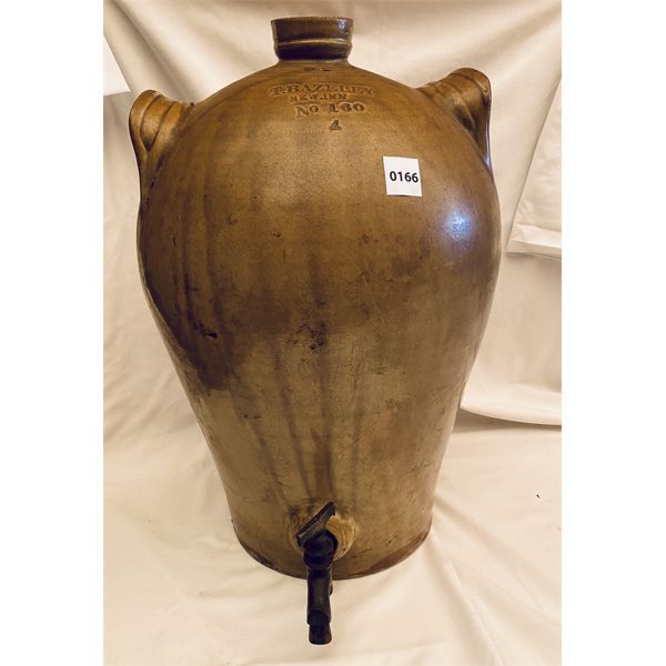 ANTIQUE CROCK W/ SPOUT MARKED T. BAZELEYEY NO 100