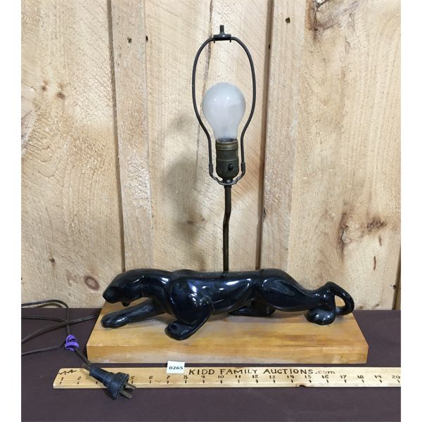 VINTAGE BLACK PANTHER TABLE LAMP