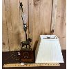 Image 2 : HEAVY WOOD AND BRONZE(?) HORSE TABLE LAMP - 22in TALL
