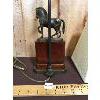 Image 3 : HEAVY WOOD AND BRONZE(?) HORSE TABLE LAMP - 22in TALL