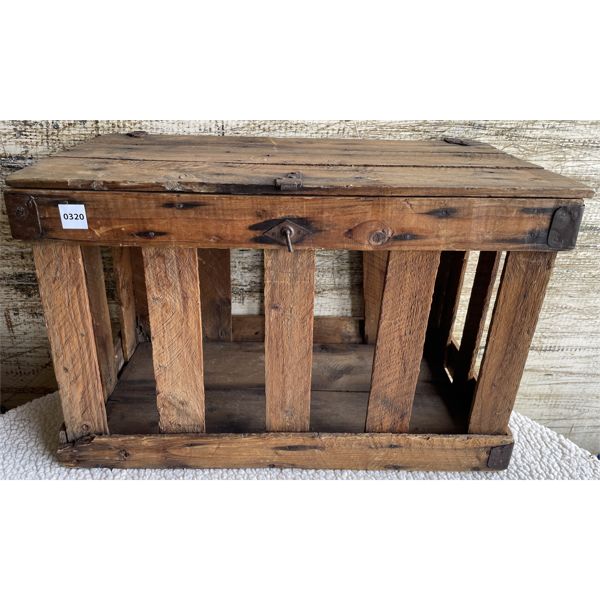 ANTIQUE FLAIL & HINGED CRATE - SEE ALL PICS