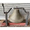 Image 1 : ANTIQUE BRASS BELL W/ HANGING BRACKET & CLACKER - 16 in DIAMETER 