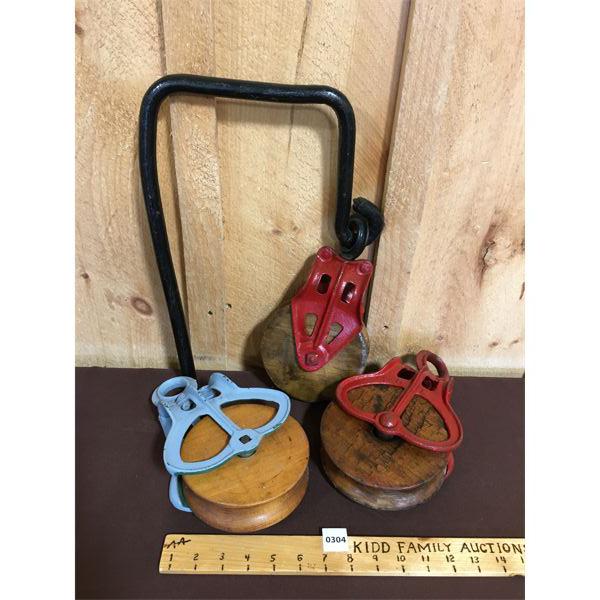 LOT OF 3 - BARN PULLEYS 
