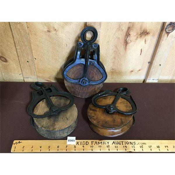 LOT OF 3 - BARN PULLEYS 