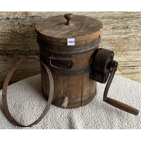 BUTTER CHURN W/ WOOD PAIL & WORKING PADDLES, LID