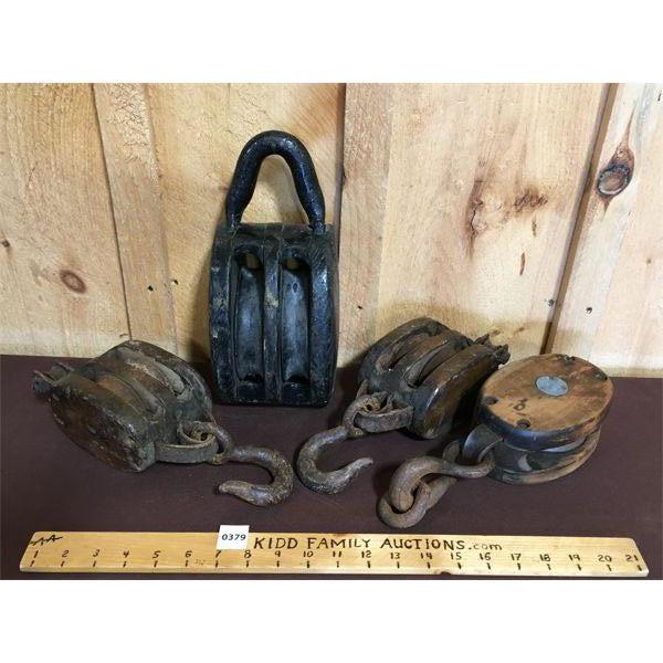 LOT OF 4 - PULLEYS 