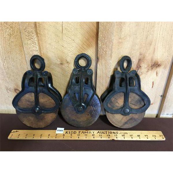 LOT OF 3 - BARN PULLEYS