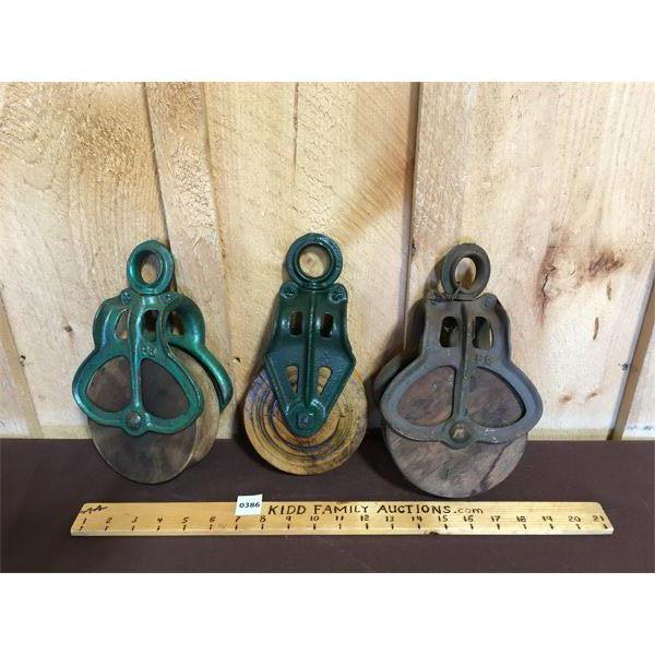 LOT OF 3 - BARN PULLEYS