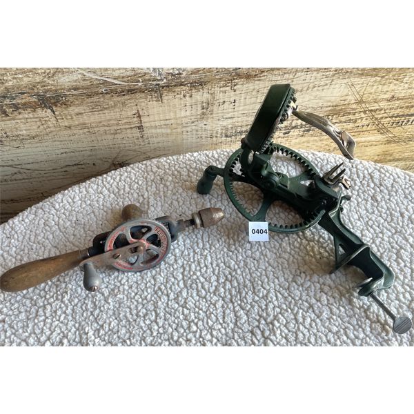 LOT OF 2 - VINTAGE APPLE PEELER & HAND DRILL