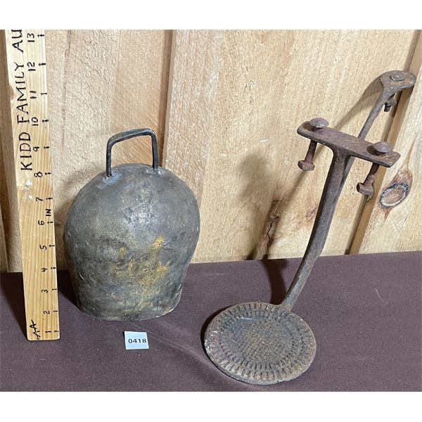 LOT OF 2 - BRASS COW BELL & BUGGY STEP