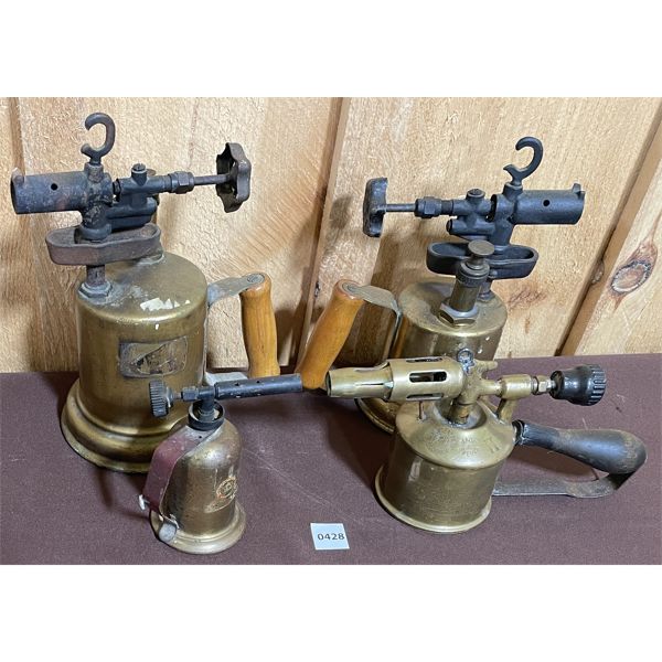 LOT OF 4 - ANTIQUE BRASS BLOW TORCHES