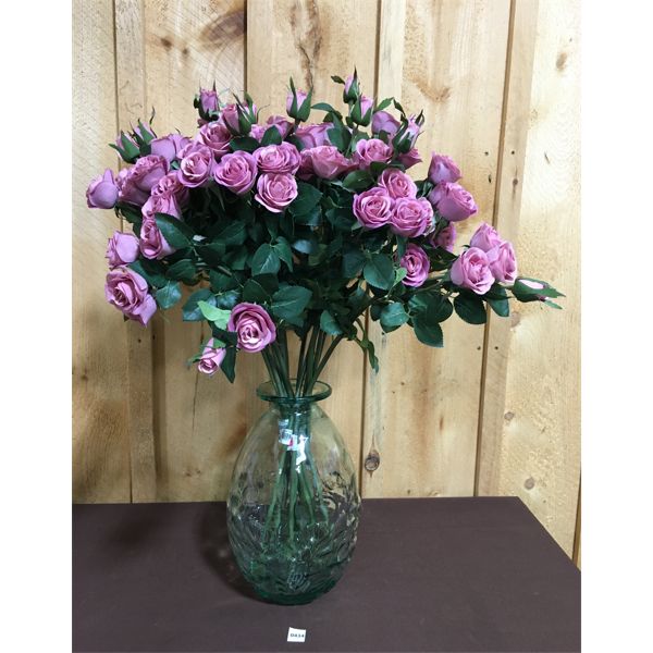 VINTAGE COKE BOTTLE STYLE VASE W/ SILK ORLANDO ROSES