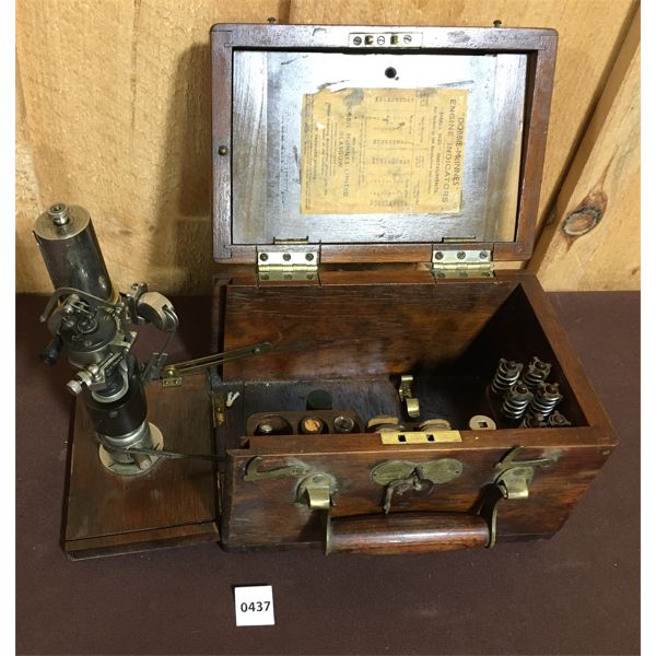 ANTIQUE TOOL - ENGINE INDICATOR  W/ KEYED BOX