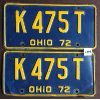 Image 1 : PAIR OF 1972 OHIO LICENSE PLATES