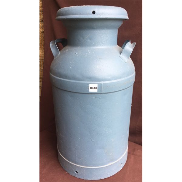 PAINTED BLUE MILK CAN - 25in TALL