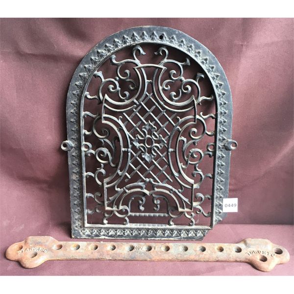 LOT OF 2 - CAST IRON PIECES - ORNATE GRATE AND TORONTO SIGNED PIECE