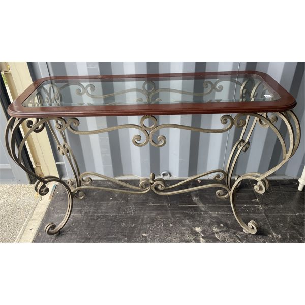 GLASS TOP HALLWAY TABLE - 49 x 18 x 33in