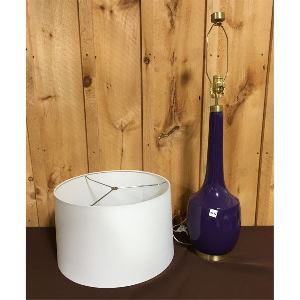 PURPLE DESINGNER LAMP W/ SHADE - 34 in