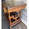 Image 2 : WOODEN HALL TABLE W/ GLASS TOP - 21 x 27 x 33in