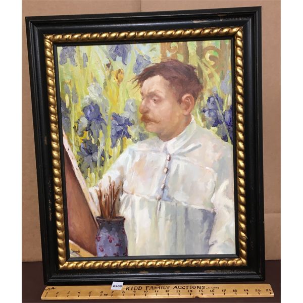 SIGNED ACRYLIC ON CANVAS - 21 x 25in