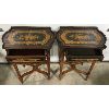 Image 1 : LOT OF 2 - ORNATE SIDE TABLES W/ METAL ACCENTS  - 12.5 x 19.5 x 27in 