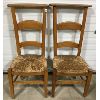 Image 1 : LOT OF 2 - WOOD HIGH BACK PRAYER CHAIRS W/ WOVEN SEATS