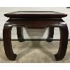 Image 2 : WOODEN END TABLE W/ ENGRAVED TOP - 22 x 24.5 x 24.5in