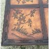 Image 5 : ENGRAVED WOODEN COFFEE TABLE - FLORAL BIRD MOTIF - 42.5 x 42.5 x 15in