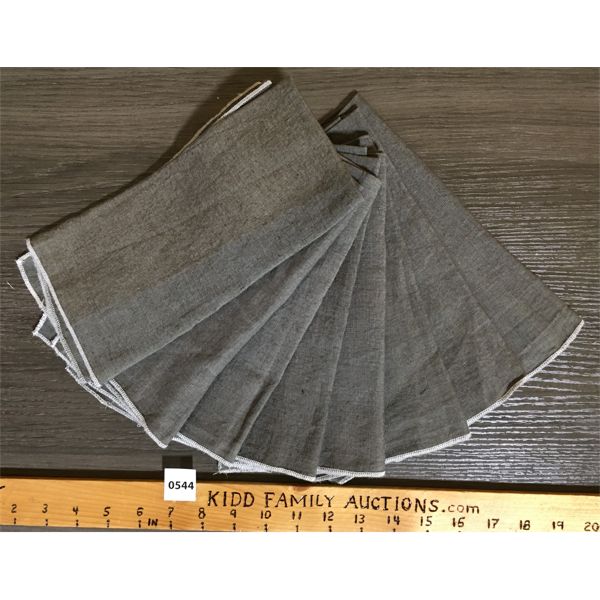 LOT OF 8 - WHITE TRIMMED TABLE LINENS - APPROX 19 x 19in