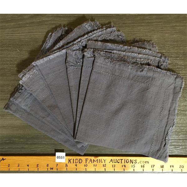 LOT OF 8 - FRAYED EDGE INDABA TABLE LINENS - APPROX 18 x 19in 
