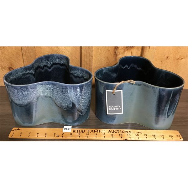 LOT OF 2 - BLUE CERAMIC VASES - DEX LABS FOR GRAFUS