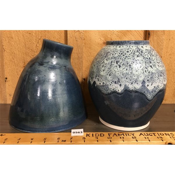 LOT OF 2 - BLUE CERAMIC VASES - DEX LABS FOR GRAFUS