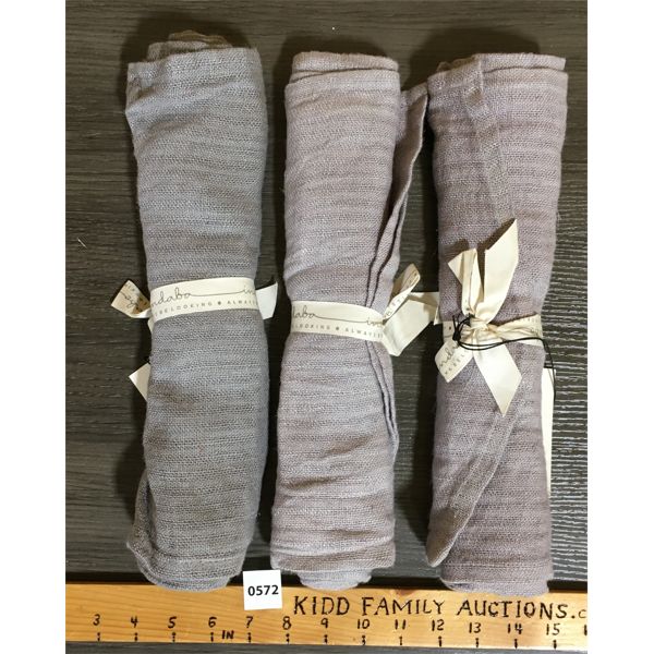 LOT OF 3 - RUSTIC LINEN TABLE RUNNERS - 12 x 64in