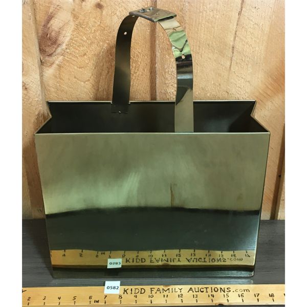 BRASS BUCKLE MAGAZINE HOLDER - 14 x 18.5 x 4.5in