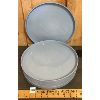 Image 1 : LOT OF 4 - BLUE CERAMIC SERVING TRAYS - 11.5in DIA