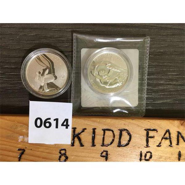 LOT OF 2 - 2015 FINE SILVER COINS - BUGS BUNNY AND GINGERBREAD MAN