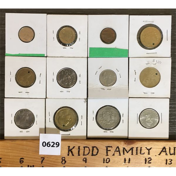 LOT OF 12 - COLLECTIBLE WORLD COINS IN FLIPS