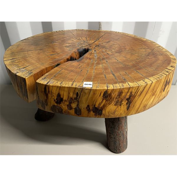 HAND MADE FOOT STOOL FROM TREE SLAB