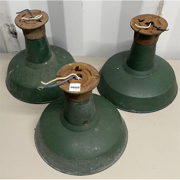 LOT OF 3 - PORCELAIN STREET LAMP SHADES