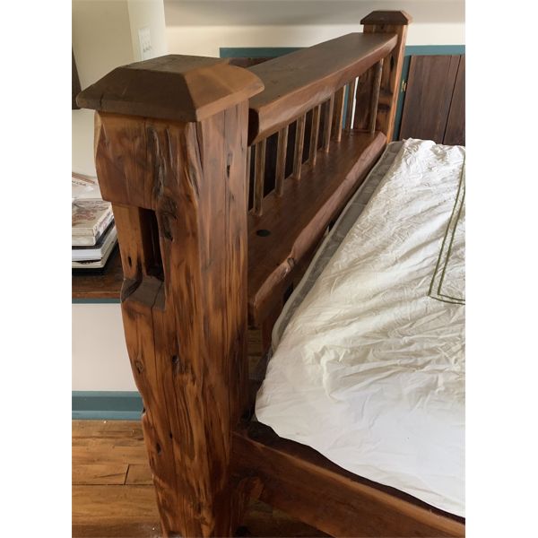 PINE QUEEN SIZE BED FRAME - RUSTIC DESIGN - HAND CRAFTED