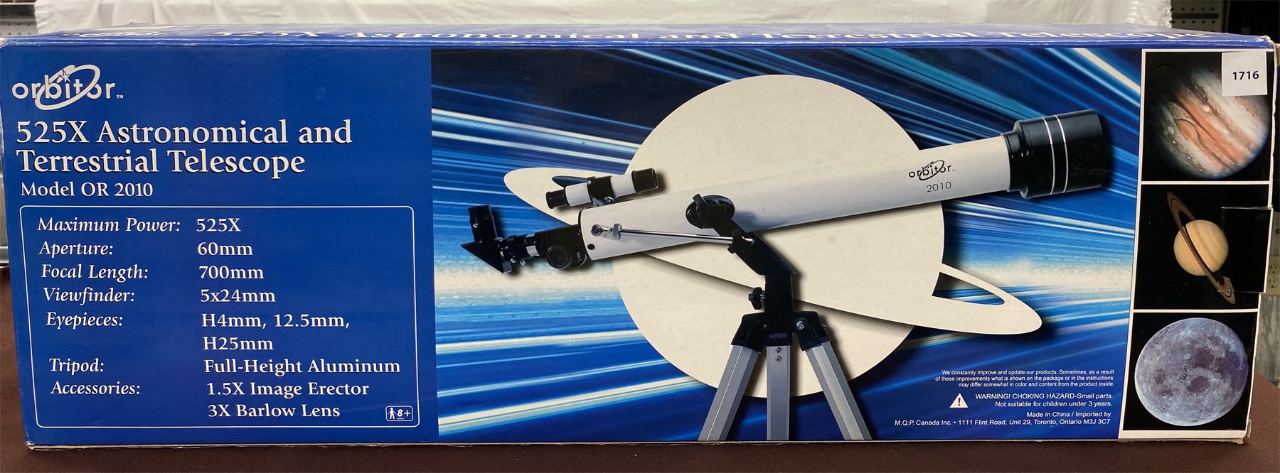 thumbnail image 2 of Vivitar/Polaroid HD-525X Refractor Telescope – Full Size Tripod, 500x Max Mag, Finder Scope – Includes PC Camera – Lunar & Star Observation 2 of 4