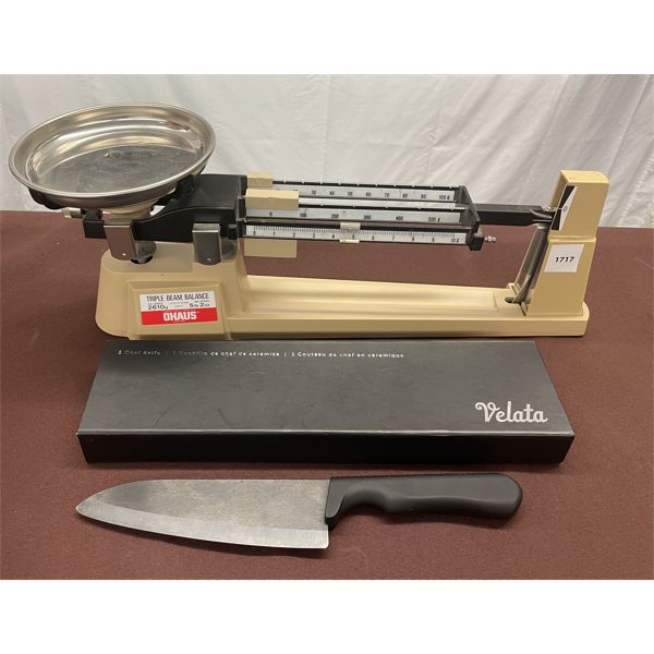 LOT OF 2 - OHAUS 610G BLANCE SCALE & VELATA KNIFE (NEW)